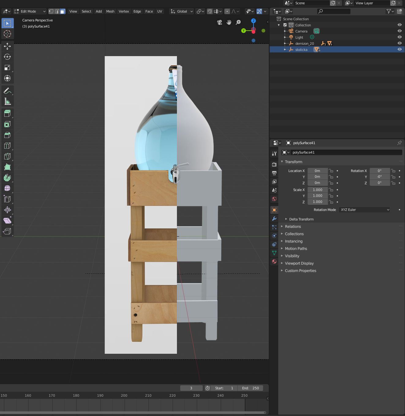 3D Blender screen demižonu